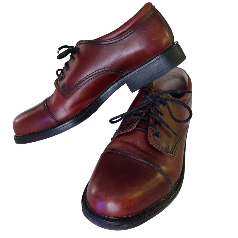 Leather Dockers Oxford Shoes Mens 10.5 Brown Gordon Cap Toe Business Casual